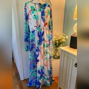 Lane Bryant Slit Sleeves Watercolor Floral Maxi Dress Size 18/20